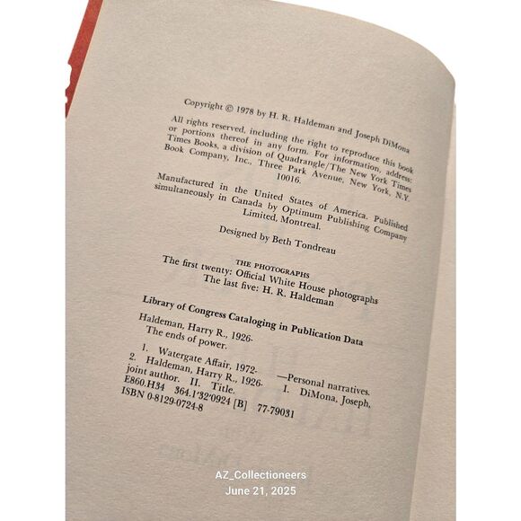 The ends of power by H.R. Haldeman - times books - Picture 7 of 7